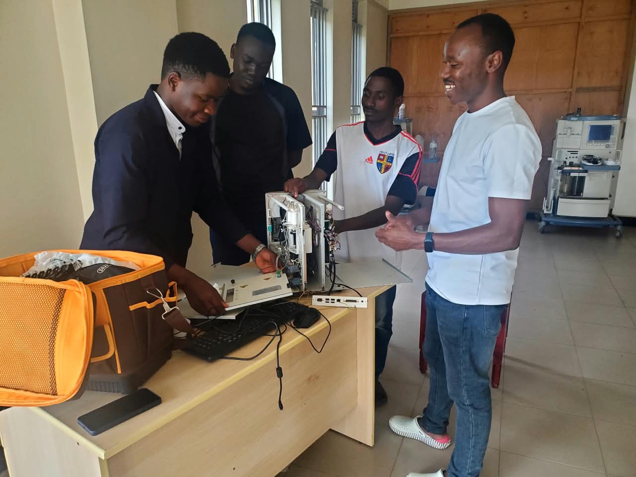 Engineers repairing equipment