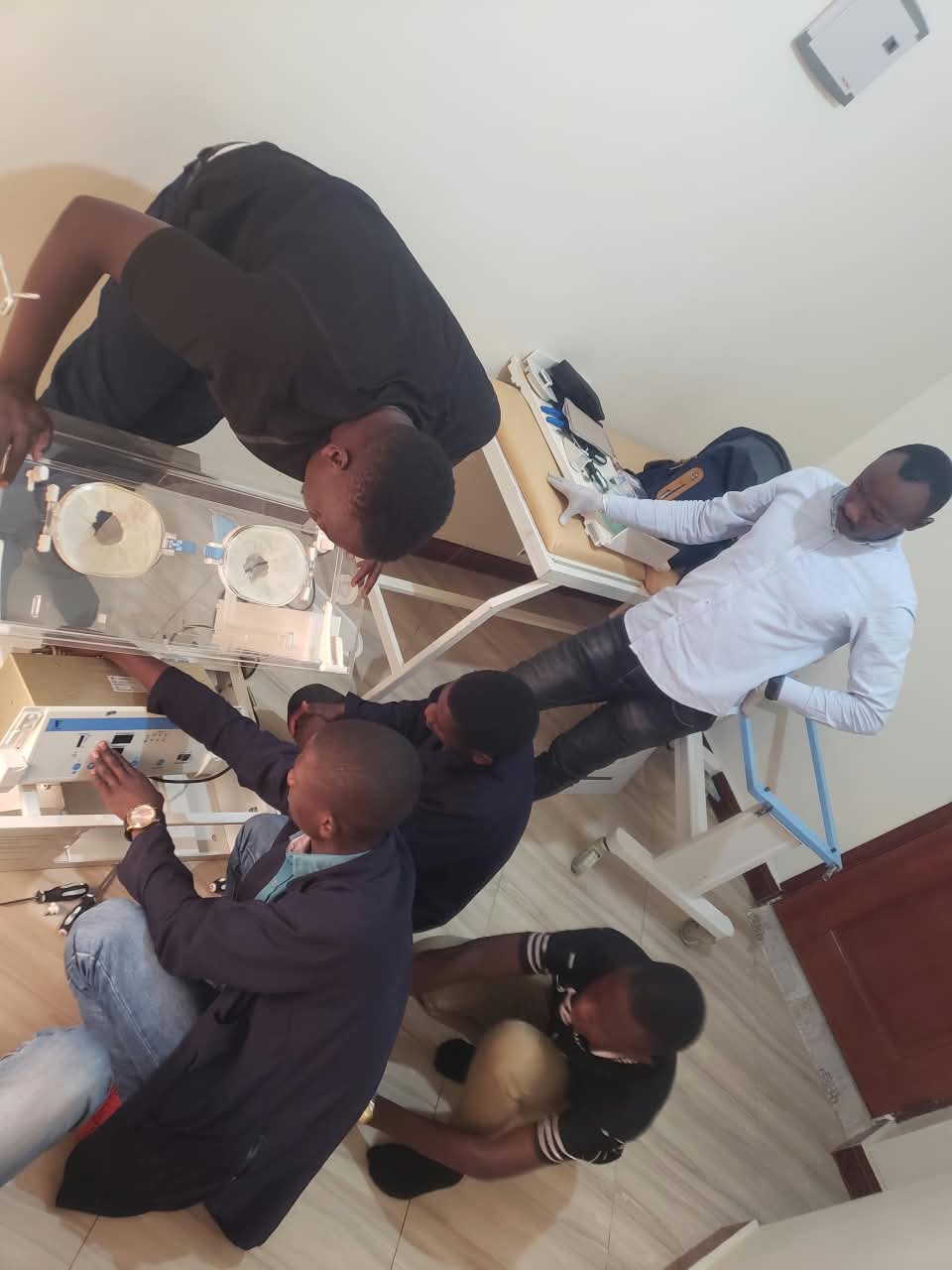 Engineers repairing equipment
